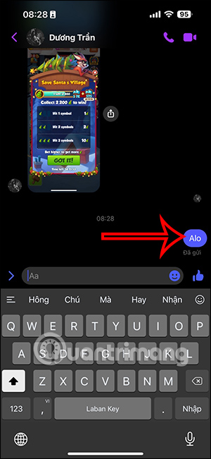 Chọn tin nhắn Messenger muốn sửa
