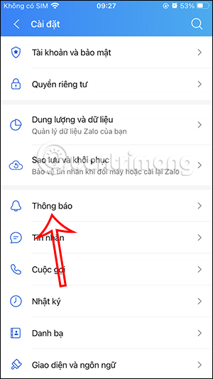 Chỉnh thông báo trên Zalo