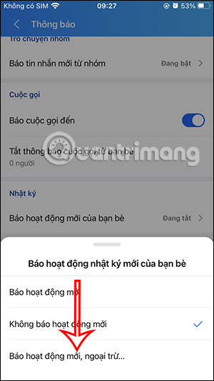 Tắt thông báo Nhật ký Zalo với một số người