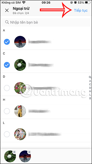 Chọn bạn bè không nhận thông báo nhật ký Zalo