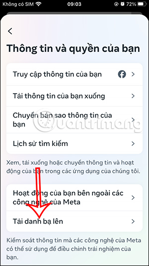Tải danh bạ lên Messenger