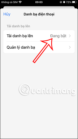 Chỉnh tải danh bạ Messenger