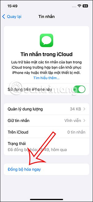 Đồng bộ tin nhắn iCloud trên iPhone