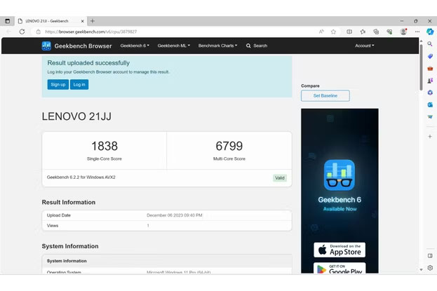 Geekbench đơn lõi