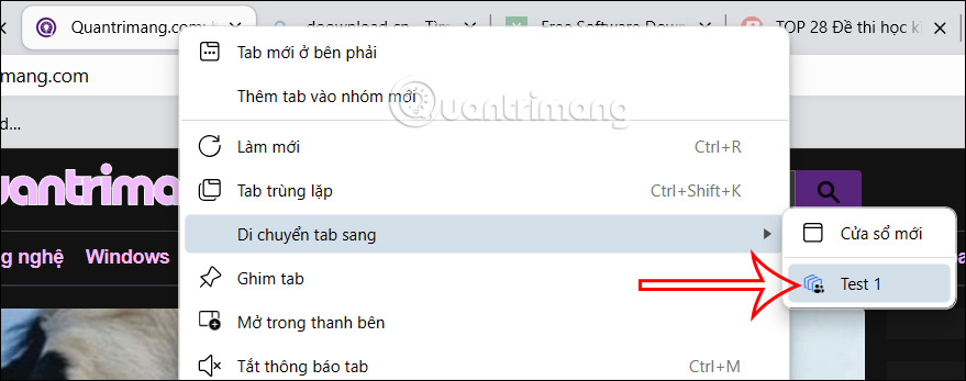 Chuyển tab vào Workspaces trên Edge
