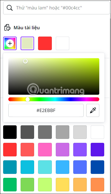 Chọn màu sắc chữ chèn vào video Canva