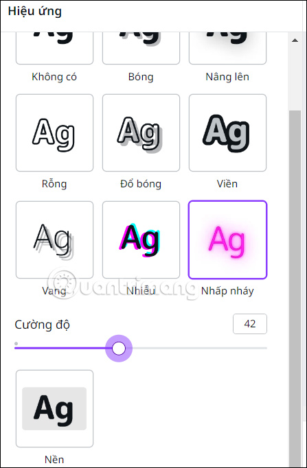 Hiệu ứng chữ chèn vào video Canva