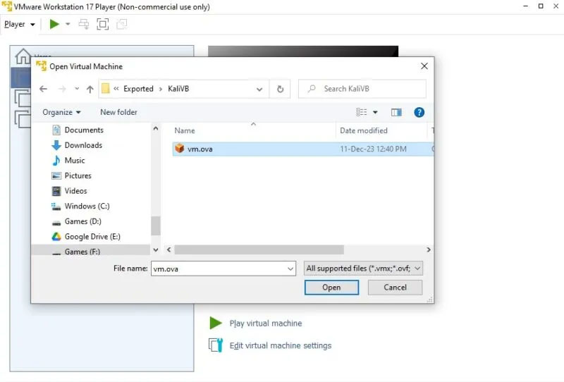 Trình hướng dẫn nhập máy ảo VMware