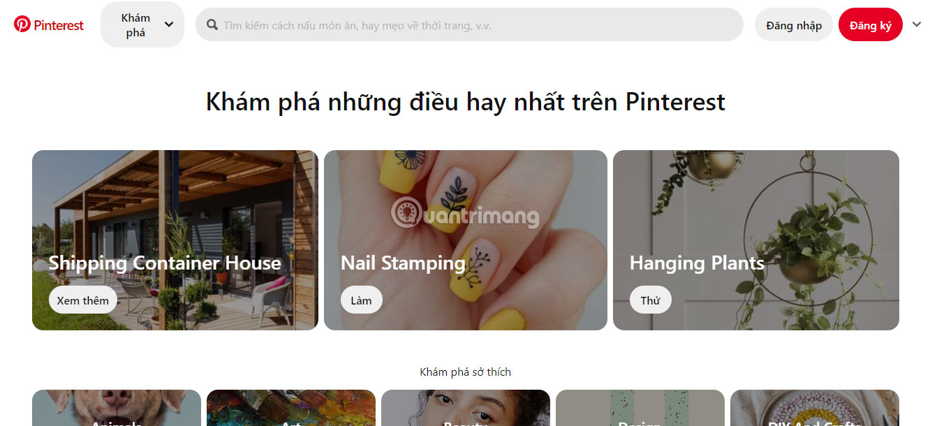 Trang Khám phá của Pinterest