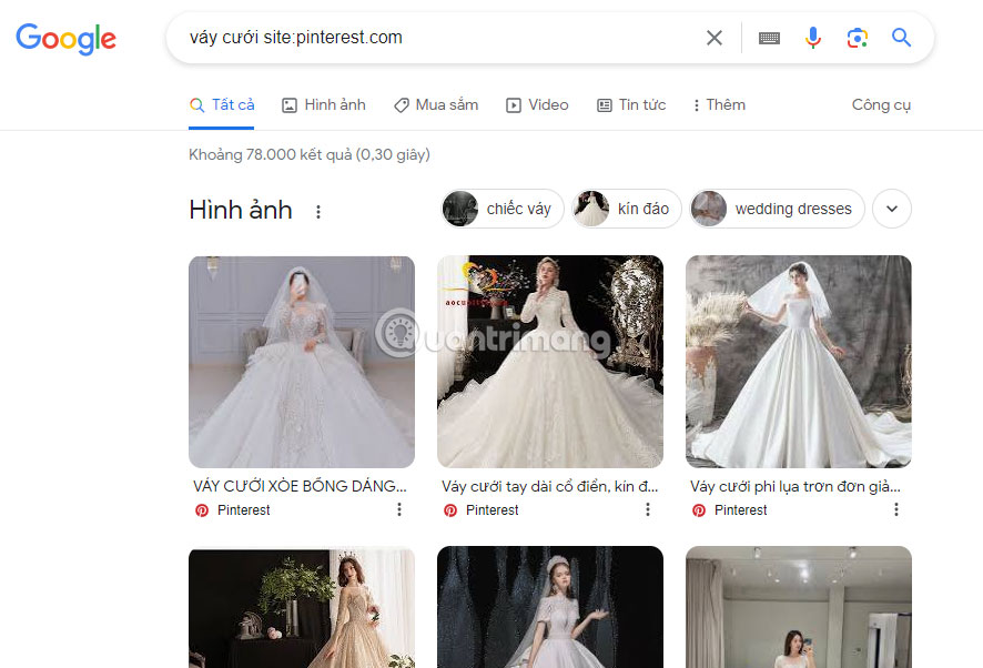 Sử dụng cú pháp tìm kiếm "Site:pinterest.com"