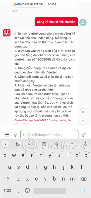Phản hồi của ChatGPT