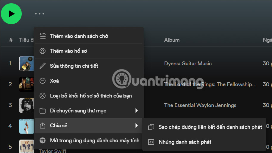 Chia sẻ playlist thú cưng trên Spotify