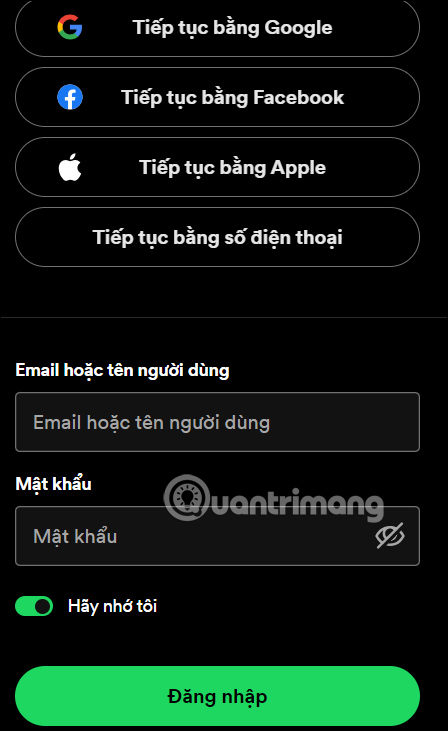 Đăng nhập Spotify