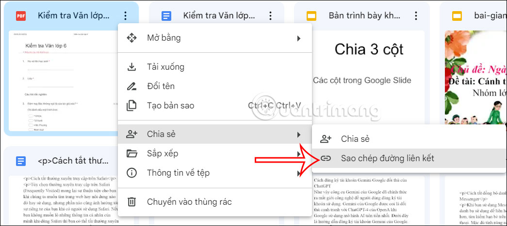 Lấy link chia sẻ file PDF
