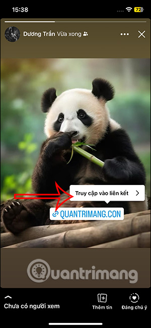 Truy cập link chèn trong Story Facebook