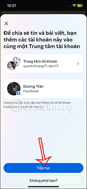 Kết nối Instagram với Facebook