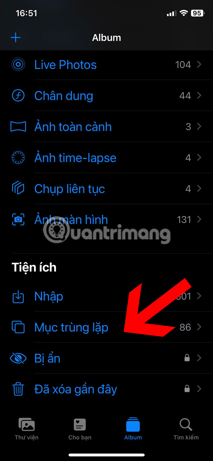 Tìm mục trùng lặp trong album ảnh