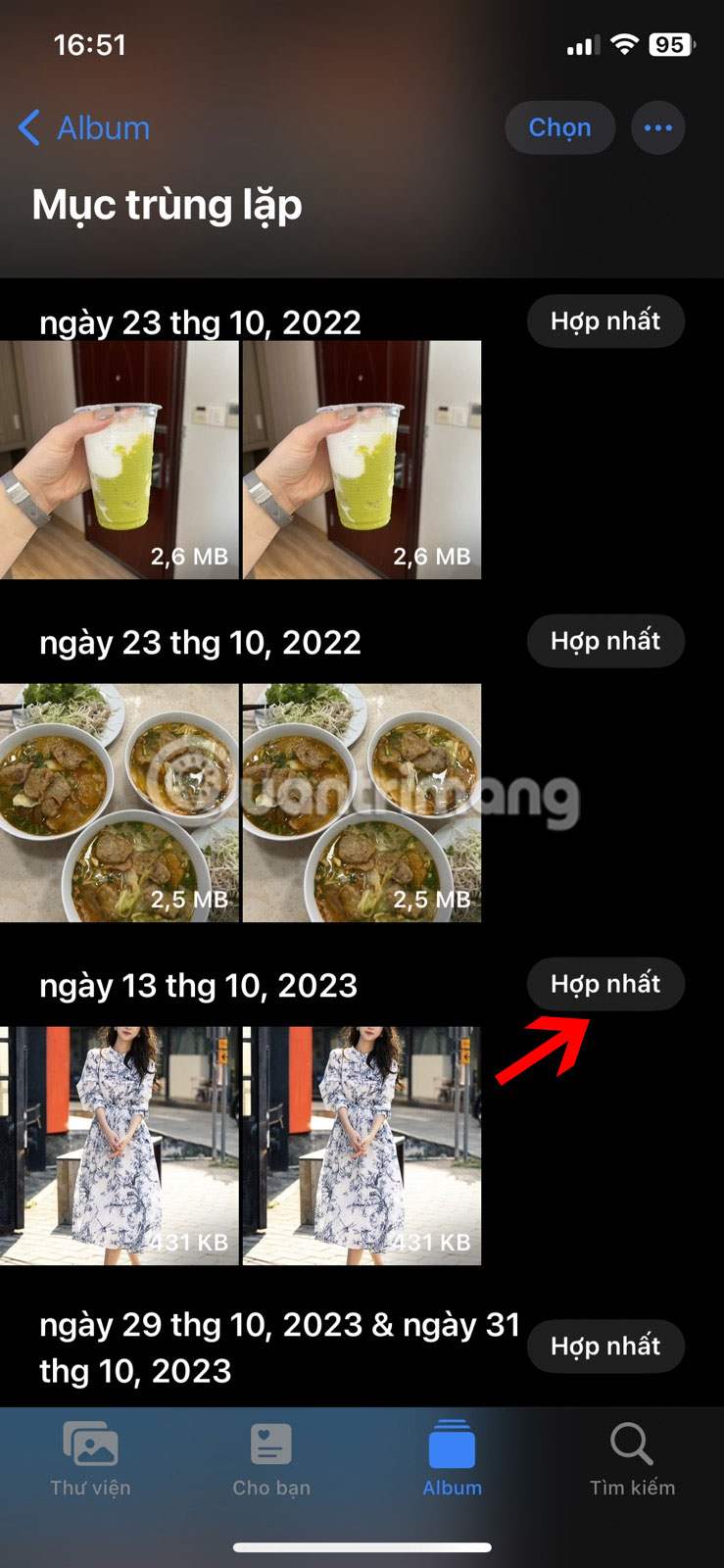 Hợp nhất các ảnh trùng lặp
