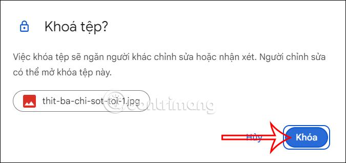 Đồng ý khóa tập tin Google Drive