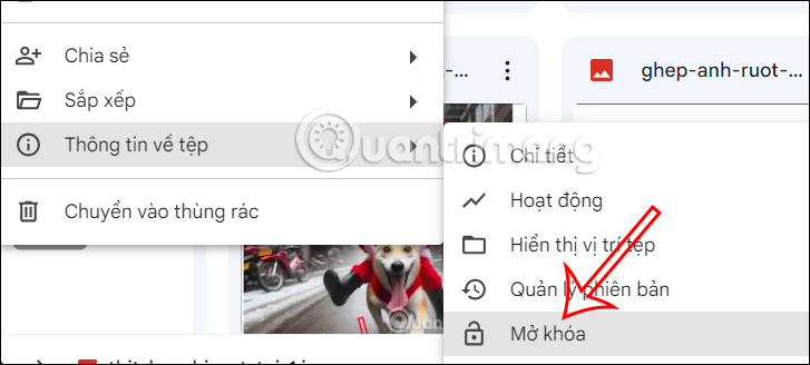 Mở khóa tập tin Google Drive