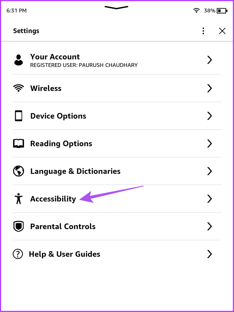 Cài đặt Accessibility trên Kindle