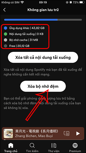 Xóa bộ nhớ đệm Spotify