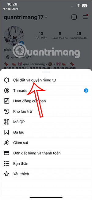 Cài đặt quyền riêng tư Instagram