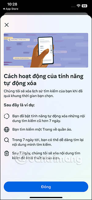 Cách thức xóa lịch sử tìm kiếm Instagram tự động