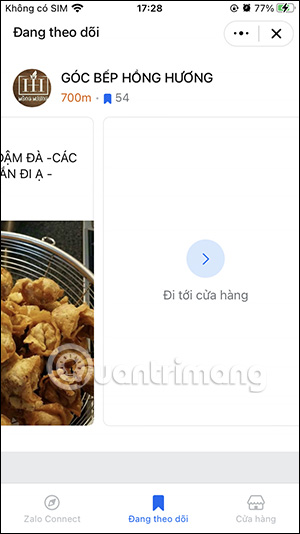 Cửa hàng Zalo đang theo dõi