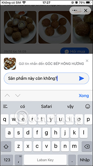 Nhắn tin cho cửa hàng trên Zalo