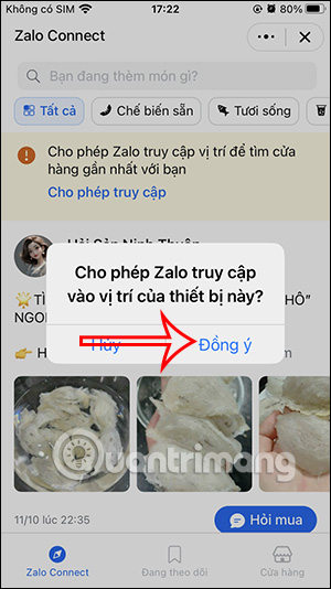 Zalo truy cập vị trí