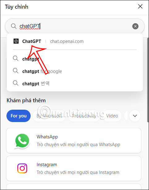 Tìm kiếm ứng dụng ChatGPT trên Edge