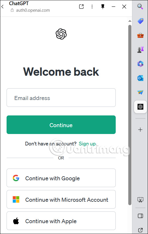 Dùng ChatGPT từ thanh Sidebar Edge