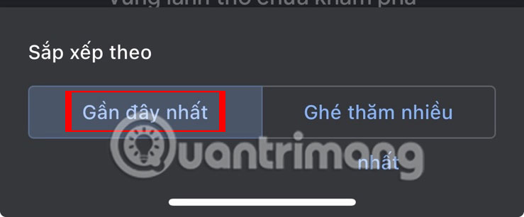 Nhấn vào Sắp xếp theo và chọn Gần đây nhất