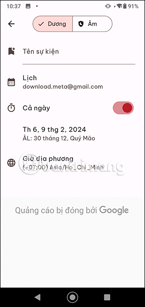 Chọn thêm sự kiện vào lịch sương