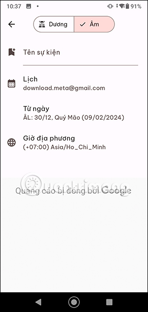 Thêm sự kiện vào lịch âm