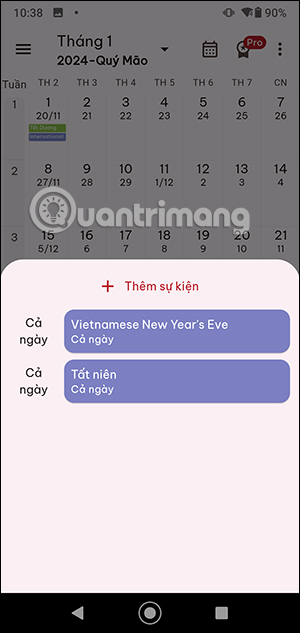 Xem lại sự kiện trong ứng dụng