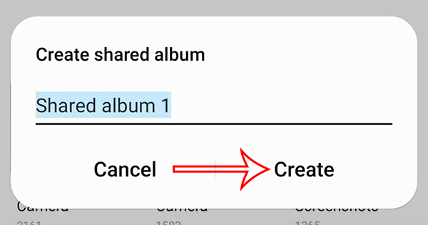 Nhập tên album chia sẻ trên Samsung