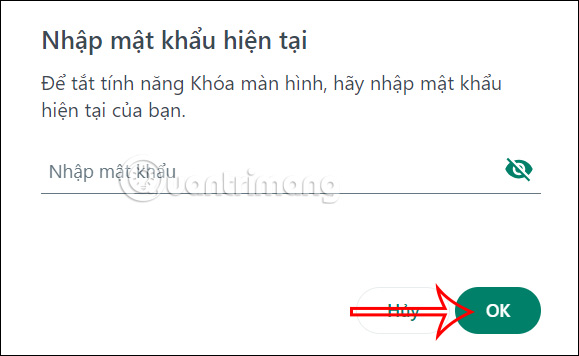 Tắt khóa màn hình WhatsApp web