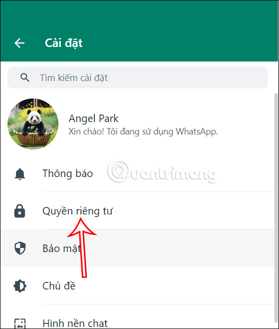 Quyền riêng tư WhatsApp web