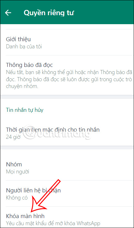 Tính năng khóa màn hình WhatsApp web