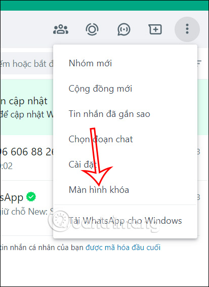 Khóa màn hình WhatsApp web ngay