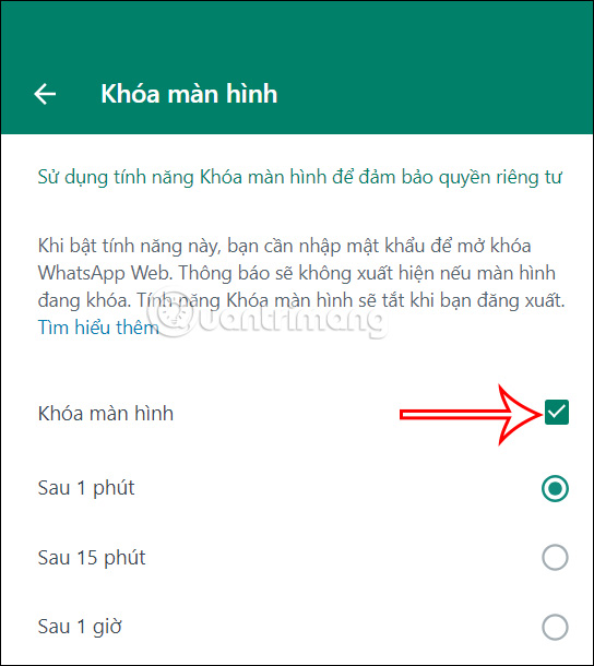 Bỏ khóa màn hình WhatsApp web