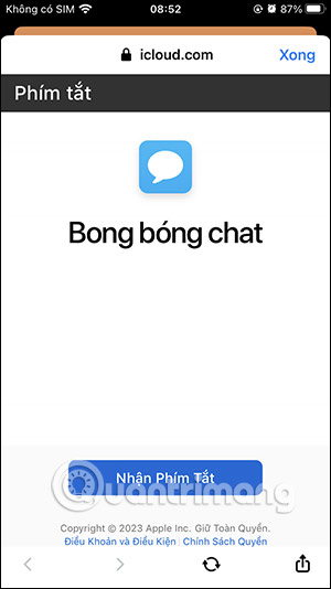Nội dung hiển thị trong Messenger