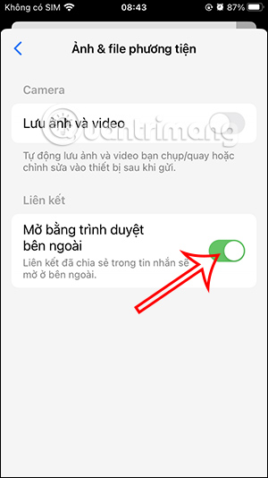 Bật mở link Messenger bằng trình duyệt ngoài