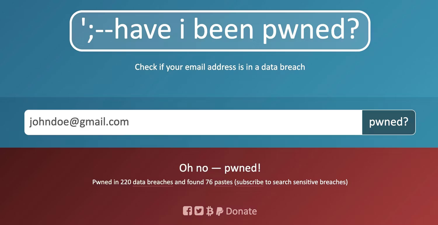 Kết quả Have I Been Pwned