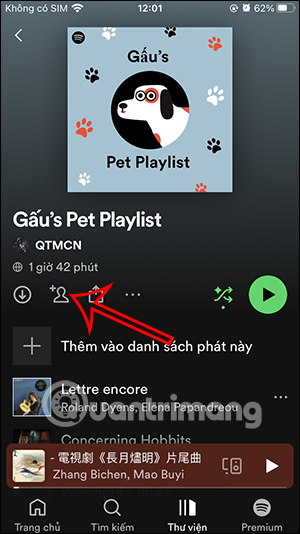 Mời cộng tác playlist Spotify
