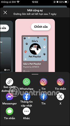 Chọn ứng dụng chia sẻ playlist cộng tác Spotify