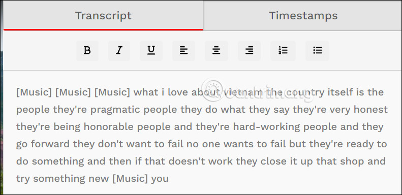 Phụ đề video YouTube trên Transcriptal
