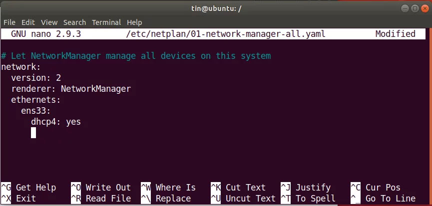 Cấu hình Ubuntu DHCP cho card mạng